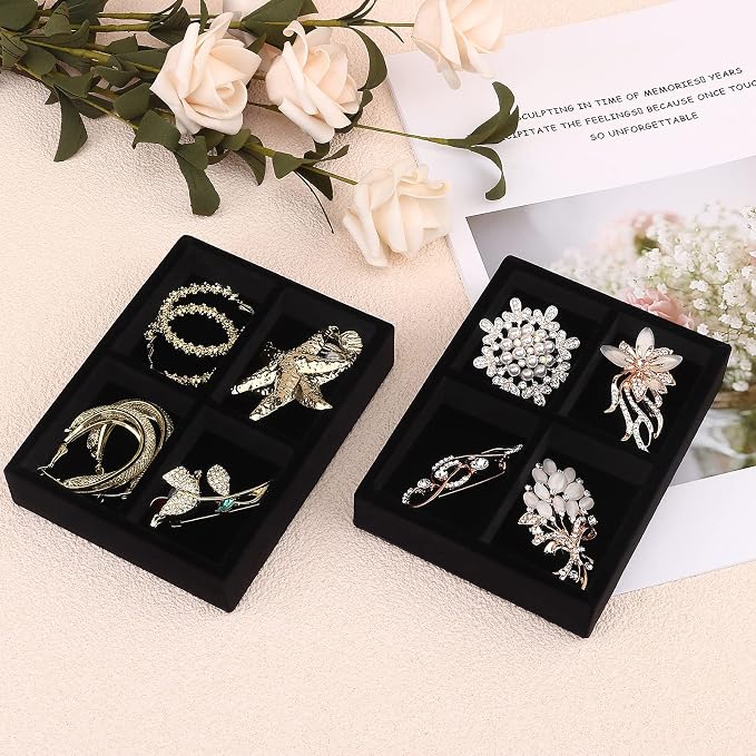 DesignSter Small Jewelry Tray-Ring Organizer 2PCS Premium Velvet Rings Earrings - Image 5