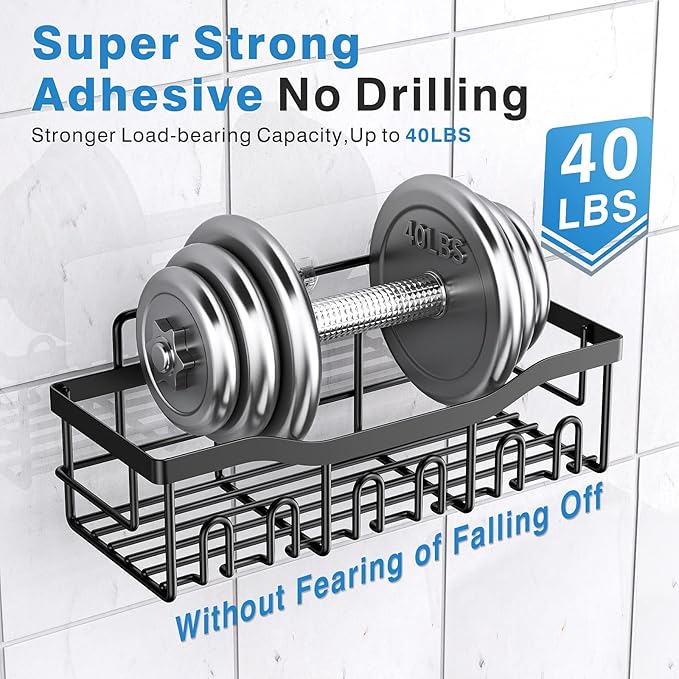 EUDELE Adhesive Shower Caddy, 5 Pack Rustproof Stainless Steel Bath Organizers - Image 4