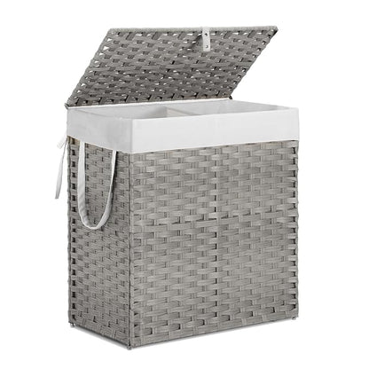 Woven Laundry Basket with Lid, Large Hamper with Removable and Machine-Washable by CangLong