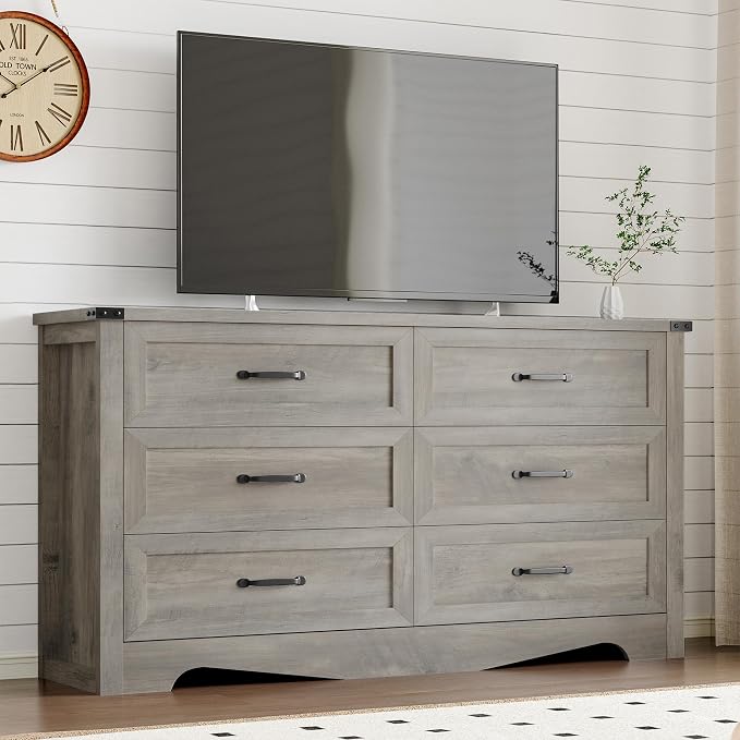 6-Drawer Dresser for Bedroom, Modern Wooden Chest of Drawers - Image 7
