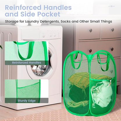 HOUSE AGAIN Pop Up Laundry Hamper, Strong Mesh Laundry Baskets Collapsible - Image 2