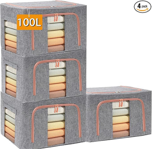 100L Large Storage Bags, Stackable Clothes Storage Bins by SWEERI