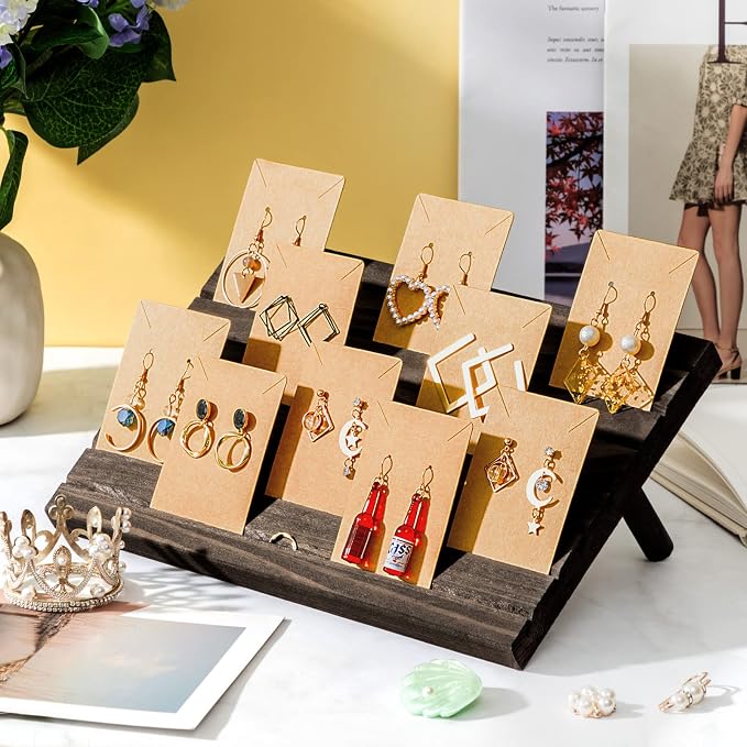 Blulu 31 Pack Wooden Earring Display Stand 7 Slots jewelry Display Holder - Image 3