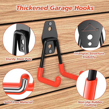 30 Pack Heavy Duty Garage Hooks, Solid Steel Wall Mount Hangers, - Image 3