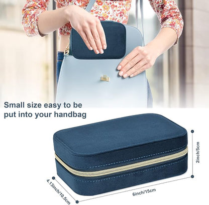 Dajasan Velvet Jewelry Travel Case, Small Travel Jewelry Box, Portable Travel - Image 2