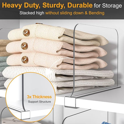 Purse Organizer for Closet Shelf Dividers: 8" Tall X 12" Deep, Acrylic Clear - Image 4