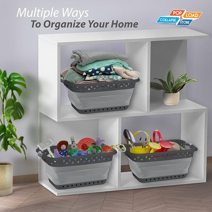 Pop & Load Collapse & Store 1 Large 25" Slim Collapsible Plastic Laundry Basket - Image 7