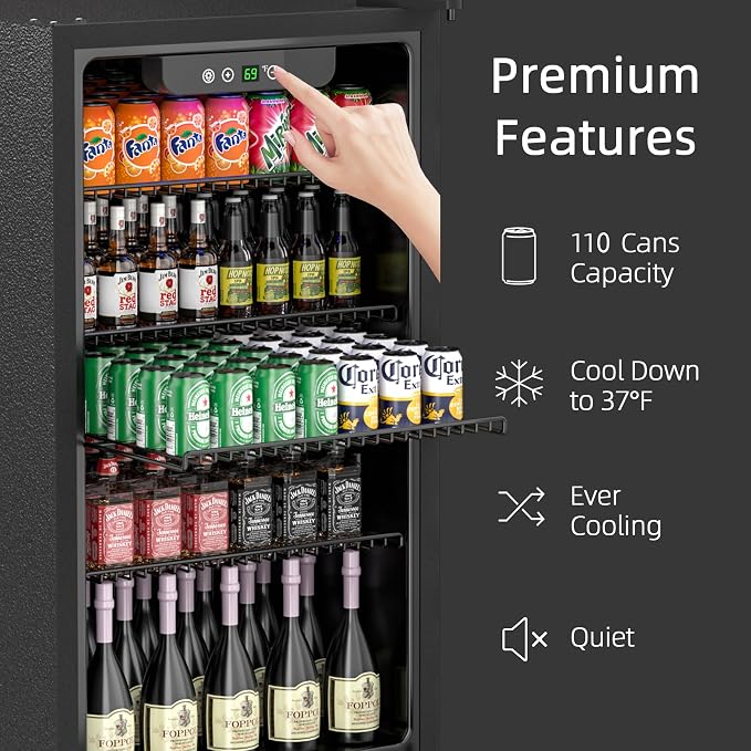 Beverage Refrigerator and Cooler, 110 Can/3.1 Cu Ft Mini Fridge - Image 3