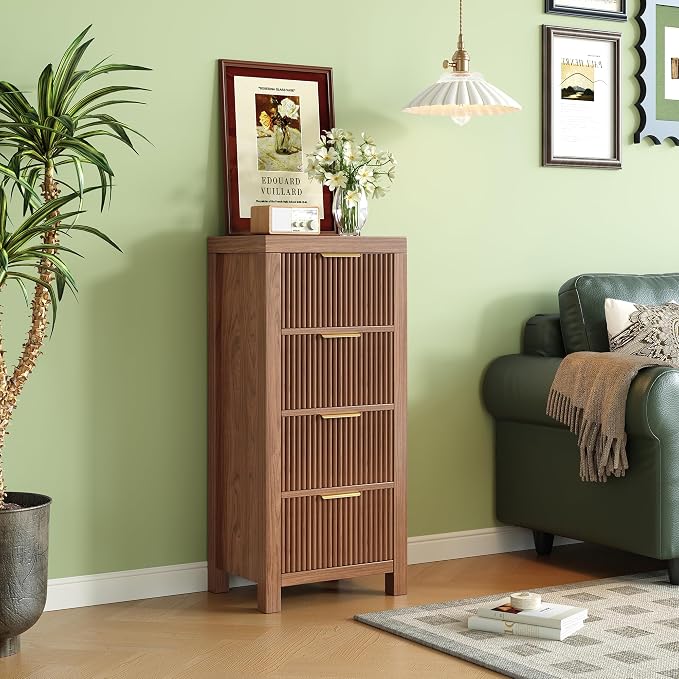 Mid-Century Modern Tall Wooden Dresser - Image 7