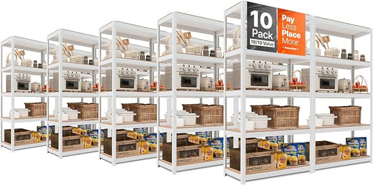 HOMEDANT House 5-Tier Laminated Metal Shelving Unit Adjustable Storage Utility by TheBestOrganizingSolution