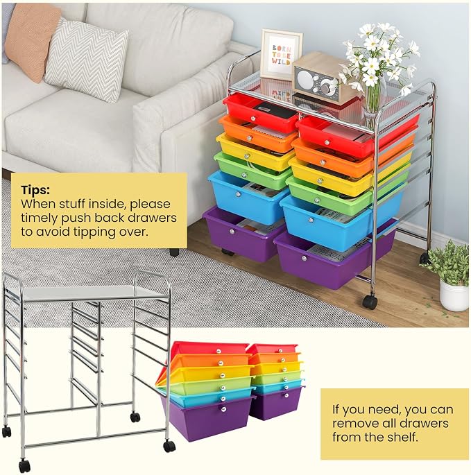 Giantex 12 Drawer Rolling Storage Cart Tools Scrapbook Paper Office School - Image 4