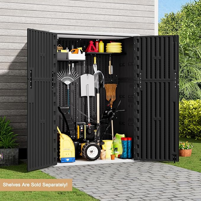 KINYING Outdoor Storage Cabinet Waterproof, 57 Cu.ft Resin Vertical Outdoor - Image 5