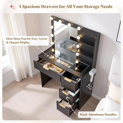 AMERLIFE 36.2" Fluted Vanity Desk - Image 9