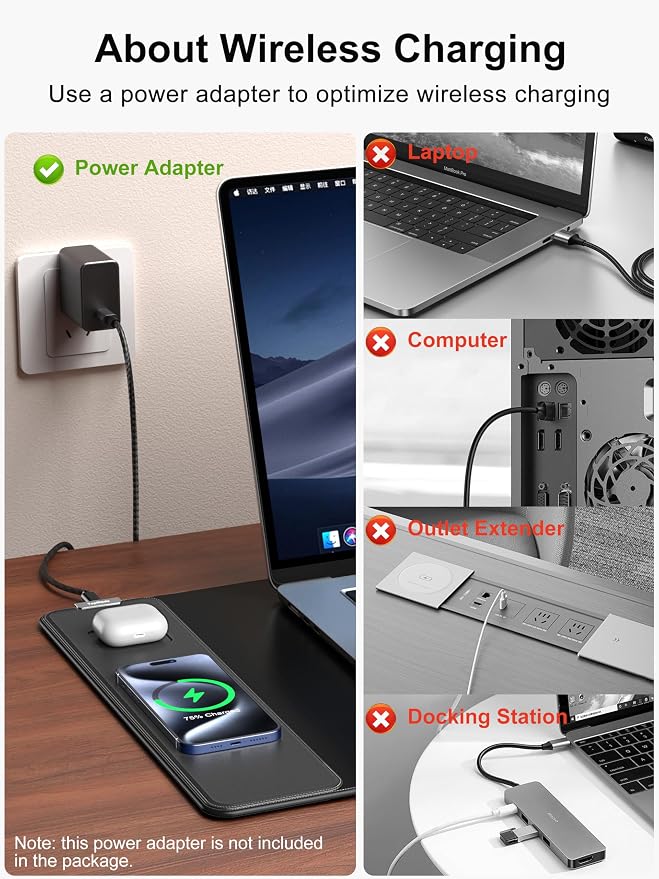 TopMade Mouse Pad with 15W Fast Wireless Charging, 35.43"x15.75" XXXL Large - Image 7
