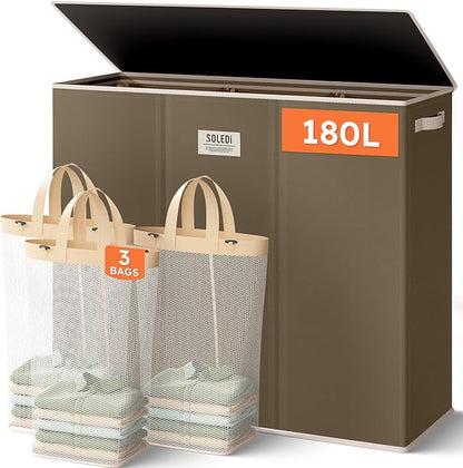 SOLEDI 180L 3-Section Laundry Hamper by SOLEDI