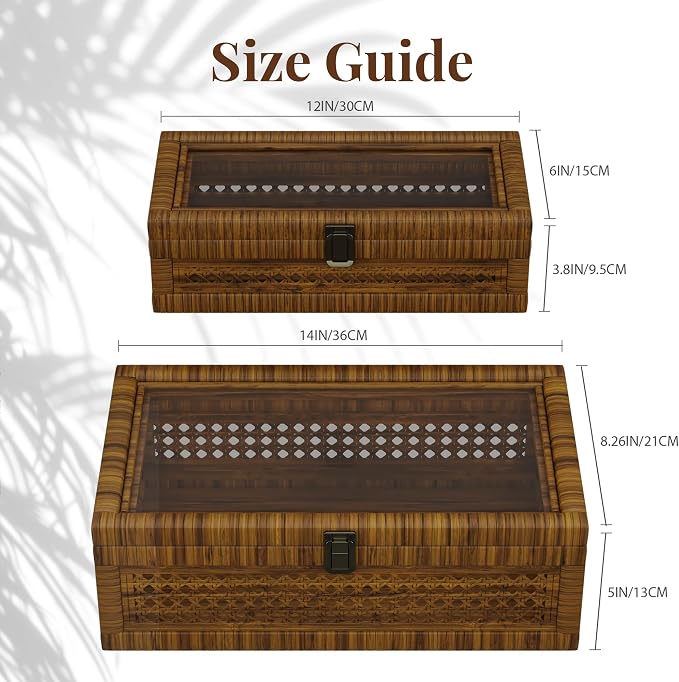 Rattan Decorative Box, Boho Display Boxes - Image 7