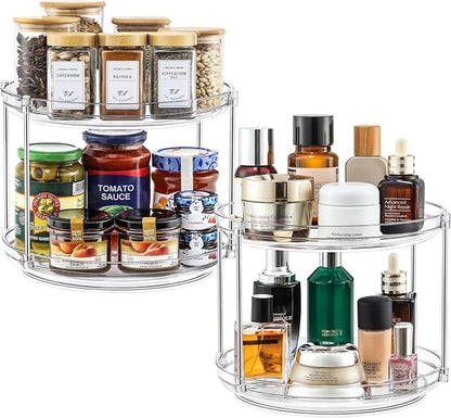 2 Set 2 Tier Non-Skid Acrylic Lazy Susan Turntable Organizer by MakeLifeBetterEasier