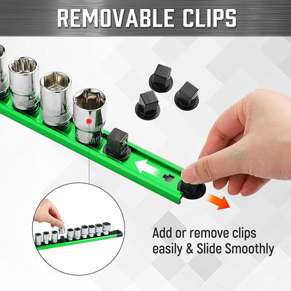 ALOANES 6-Piece Magnetic Socket Organizer, Heavy Duty Aluminum Socket Rails - Image 4