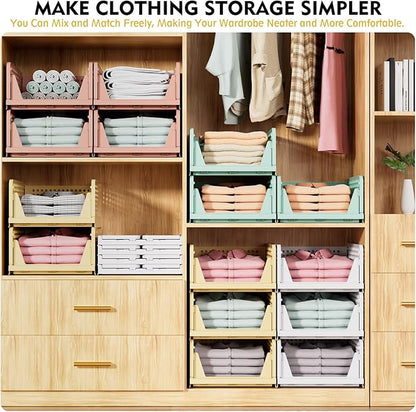 SNSLXH 8 Pack Stackable Closet Storage Bins, Space-Saving Wardrobe Organizer - Image 3