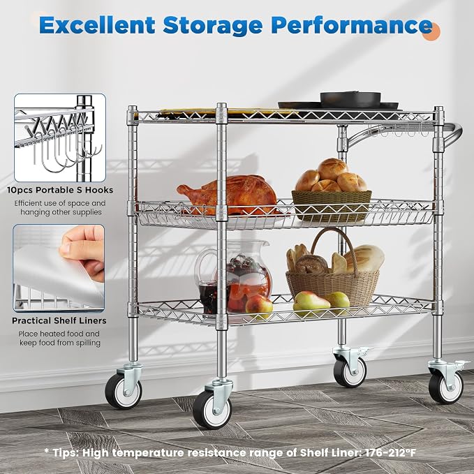 Leteuke 3 Tier Rolling Carts - Image 7