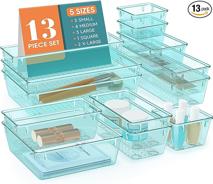13 PCS Drawer Organizer Set, 5 Varied Size Bathroom and kitchen Drawer cabinet by StorMiracle