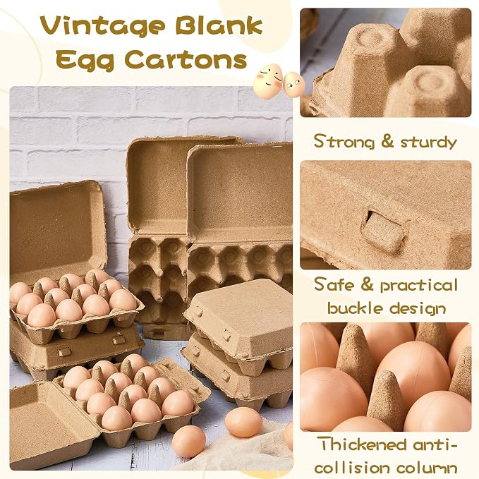 Rtteri 100 Pieces Paper Pulp Egg Cartons 3x4 Style Vintage Blank Egg Cartons - Image 3