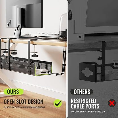 2 Pack Cable Management Under Desk Tray, Xpatee 27.6" No Drill Open Slots Cable - Image 3