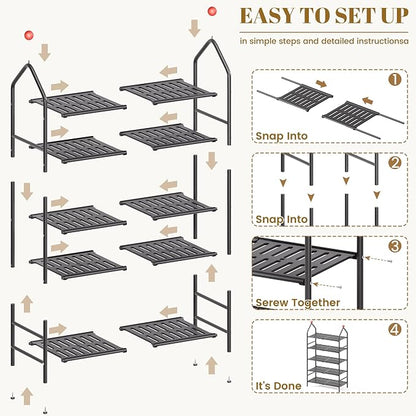 Shoe Rack, 5-Tier Shoe Organizer, Metal Storage Shelf, Shoe Rack - Image 7