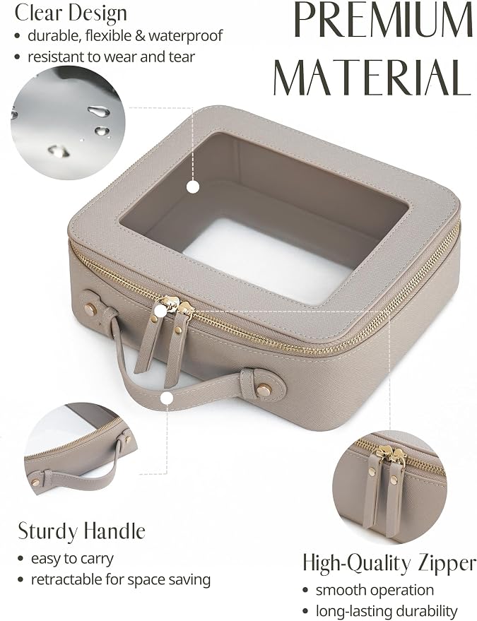 Popvibe Clear Makeup Bag Travel Cosmetic Case Transparent Toiletry Bag - Image 3