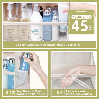 Over Door Organizer with 6 Extra Large Pockets 12 Side Pockets, Sturdy Closet - Image 3