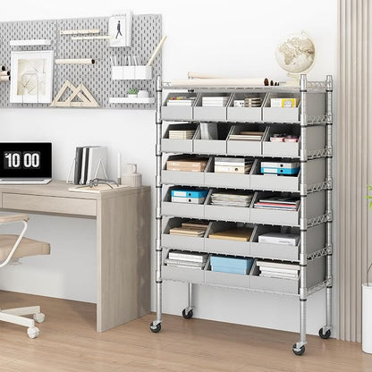 6-Tier Classics Heavy-Duty Bin Rack, Industrial Solid Steel Wire Shelving - Image 2