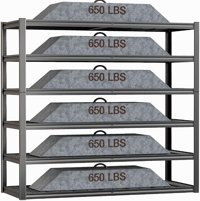 64" Wide 6-Tier Garage Shelving Unit, Heavy Duty Garage Storage Shelves - Image 3