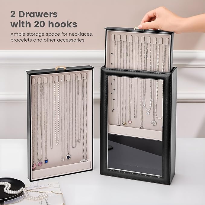 Lolalet Necklace Organizer Box, 2-Layer Jewelry Storage Boxes - Image 2