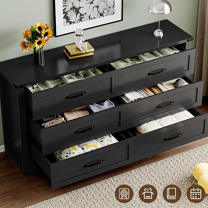 6-Drawer Dresser for Bedroom, Modern Wooden Chest of Drawers - Image 5