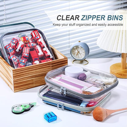 Hoolerry 4 Pcs Hard Clear Zipper Case Makeup Bags Plastic Pencil Pouch - Image 5