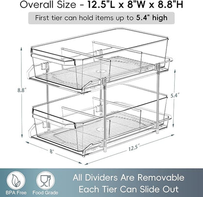 2 Tier Clear Organizer with Dividers - Image 2