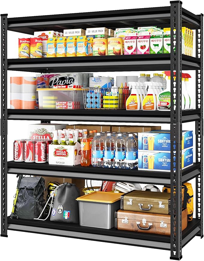 48" W Heavy Duty Garage Shelving, 5-Tier Metal Industrial Shelves, 3000LBS Loads - Image 5