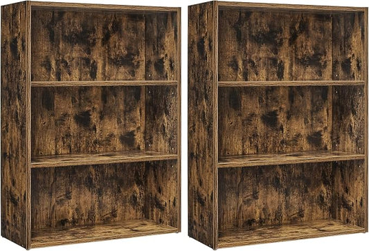 VASAGLE Set of 2 Bookshelves, 23.6 Inches Wide, 3-Tier Open Bookcases by VASAGLEbySONGMICSHOME