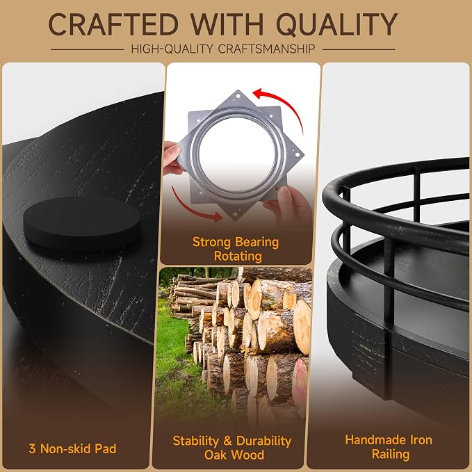 13" Oak Bathroom Vanity Tray Turntable - Image 4