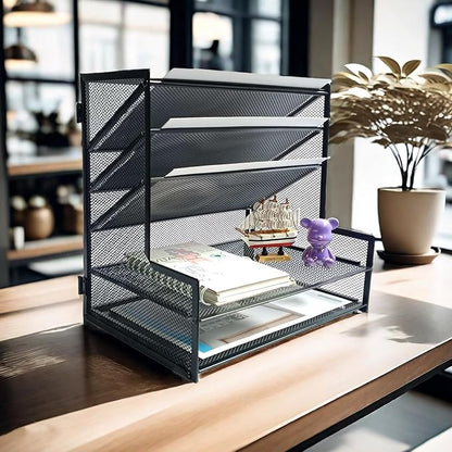 SETTFRFE Office Supplies Desk Organizer, Metal Desktop File Holder Organizer - Image 4