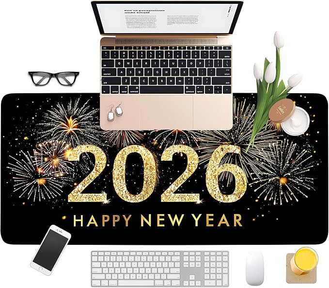 2026 Happy New Year Gaming Mouse Pad 35.4"x15.7"Desk Mat Anti-Slip Rubber Base - Image 8