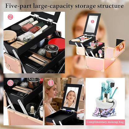 Makeup Train Case, Portable Makeup Case - Image 5
