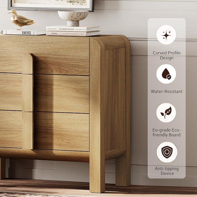 WAMPAT 6 Drawer Dresser for Bedroom, 2 in 1 63" Wide Mid Century Modern Wide - Image 7