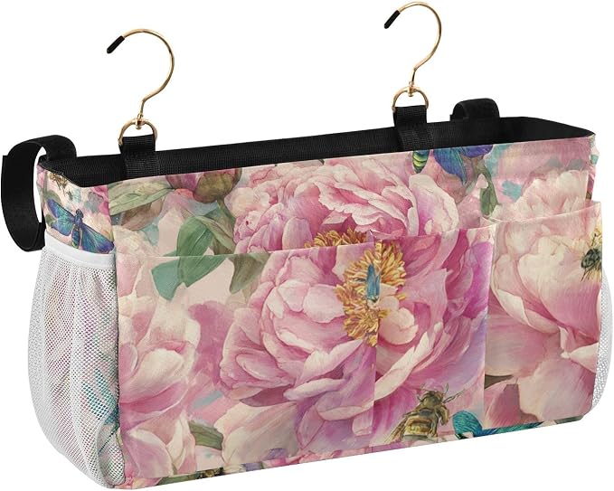 Pink Peony Bee Dragonfly Bedside Caddy - Image 2