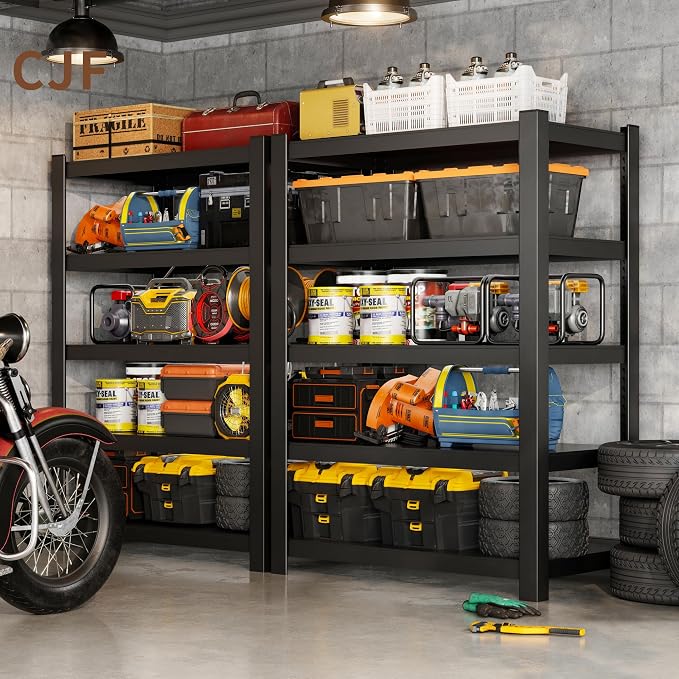 CJF Metal Storage Shelves, 5-Tier Garage Shelving Unit, Heavy Duty Adjustable - Image 2