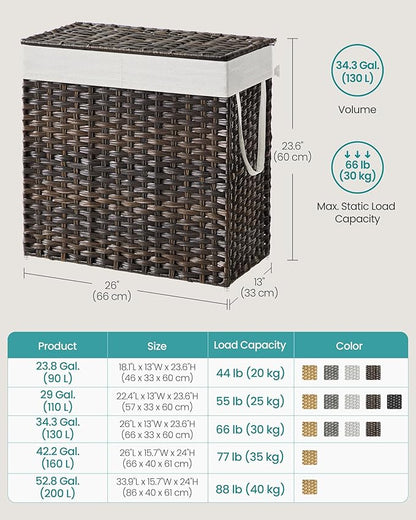 SONGMICS Laundry Hamper with Lid, 130L Clothes Hamper with 2 Removable Liner - Image 6