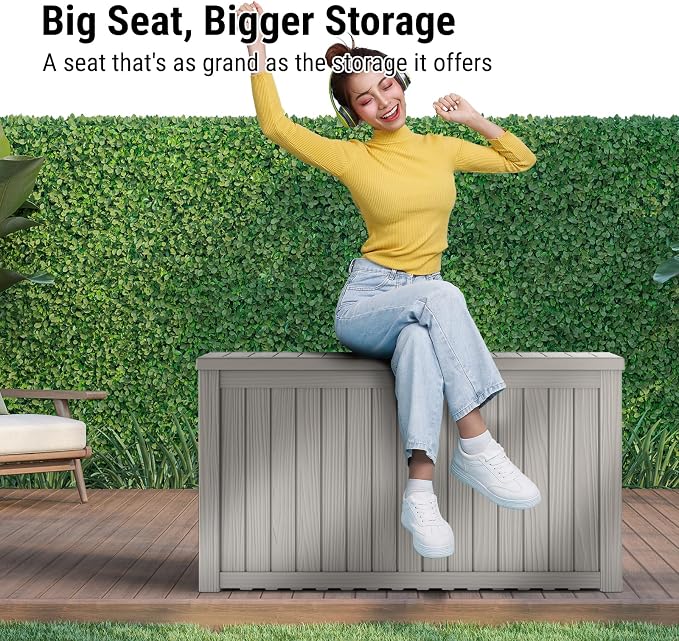 Mars Villa 180 Gallon Outdoor Storage Box, Large Resin Deck Box Waterproof - Image 7