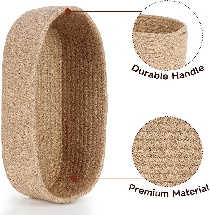 Temary Toilet Paper Basket, Narrow Cotton Rope Storage Bins - Image 3