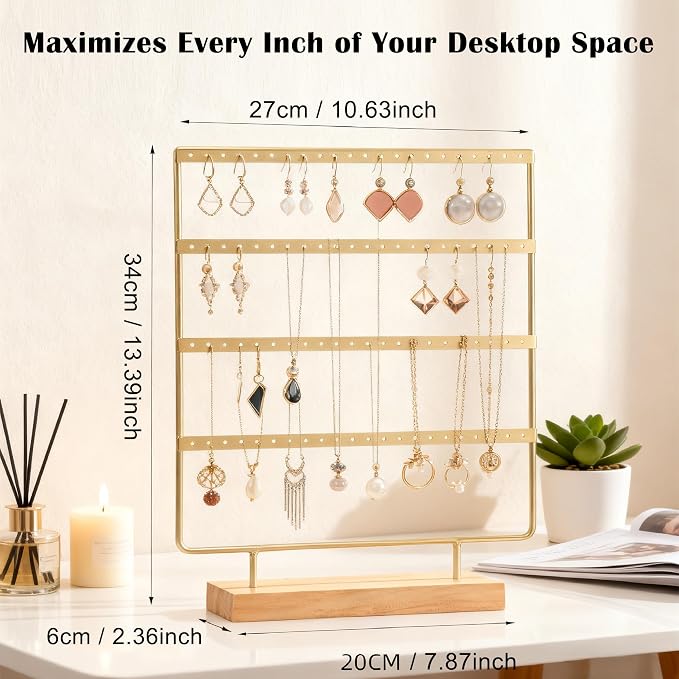 Earring Organizer Stand for Women, 4 Tier Tall Jewelry Holder Organizer Rack - Image 3
