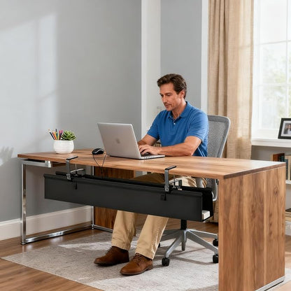 Oxford Cloth Under Desk Cable Management Tray, No-Drill 36" Desk Cable - Image 9